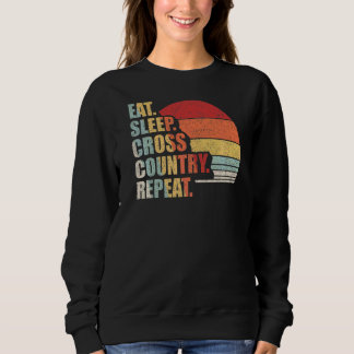 Vintage Retro essen schlafend Cross Country Wieder Sweatshirt