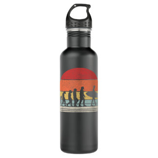 Vintage Retro Evolution Of Man Surfing Surfer Gift Edelstahlflasche