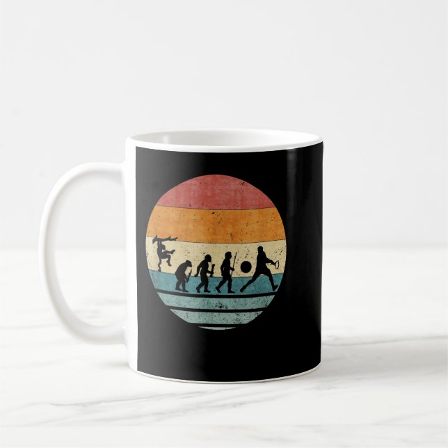 Vintage Retro-Evolution Tennisspieler Silhouett Kaffeetasse (Links)