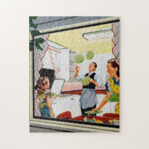 Vintage Retro-Familie in der Küche