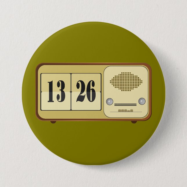 Vintage Retro Flip Clock Radio Button (Vorderseite)