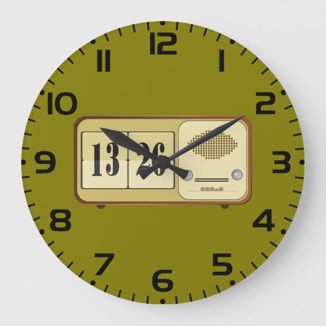 Vintage Retro Flip Clock Radio Große Wanduhr (Vorderseite)