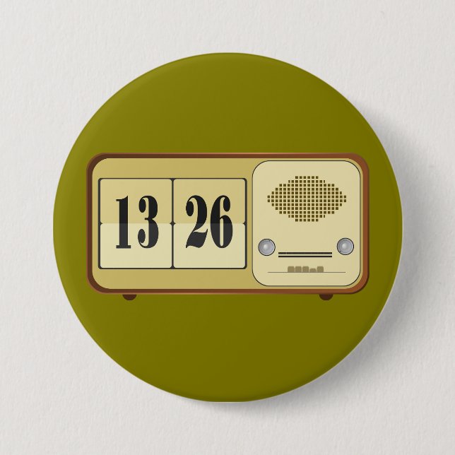 Vintage Retro Flip-Uhr-Radio Button (Vorderseite)