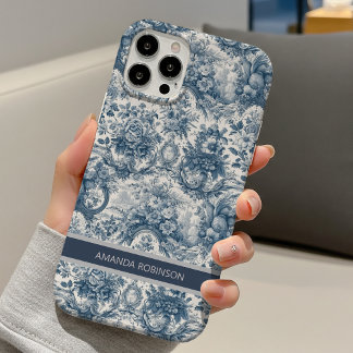 Vintage retro floral blue seamless toile de jouy  iPhone 16 hülle