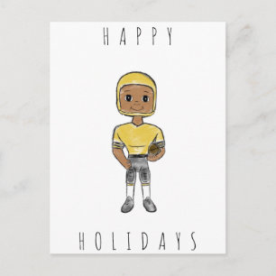 vintage retro football player black yellow Simple Feiertagspostkarte