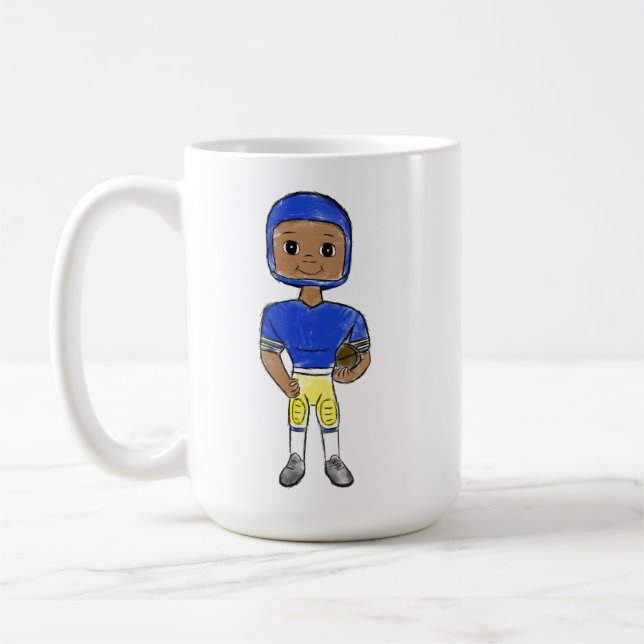 vintage Retro Football Player Blue Yellow Kaffeetasse (Links)