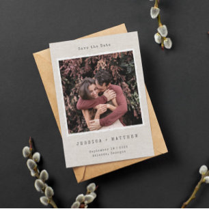 Vintage Retro-Fotobildrahmen Leinen Hochzeit indiv Save The Date