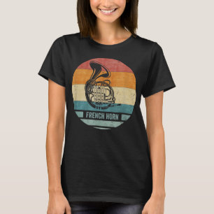 Vintage Retro Französisches Horn Musiker Silhouett T-Shirt