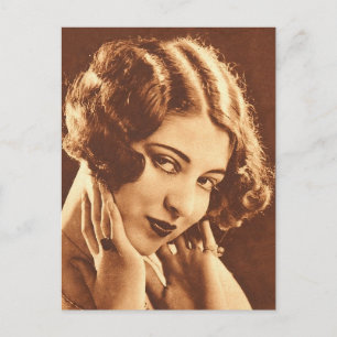 Vintage Retro Frau Stummfilmstar Postkarte
