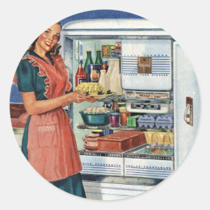 Vintage Retro Frauen-50er Küchen-voller Runder Aufkleber