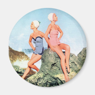 Vintage Retro Frauen-Badeanzüge und Swim-Kappen Magnet
