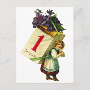 Vintage Retro-Frauen glückliche Neujahrsmädchen Feiertagspostkarte