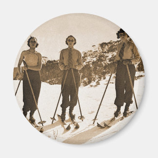 Vintage Retro-Frauen Skifahren "Ski Bums 1942" Magnet