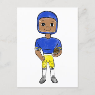 vintage retro Fußballspieler blau gelb einfach   Postkarte