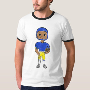 vintage retro Fußballspieler blau gelb einfach T-Shirt