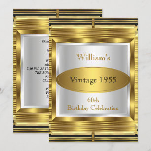 Vintage Retro Gatsby Deco 60. Geburtstagsfeier Einladung