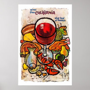 Vintage Retro Getränke Wein Champagner Essen Party Poster