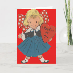 Vintage Retro Girl avec carte de Saint-Valentin Co