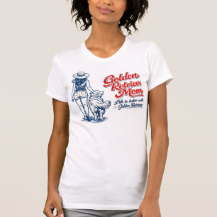 Vintage Retro Golden Retriever Mama führt Hund spa T-Shirt