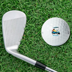 Vintage Retro Golfcart Cute Blaue Monogrammierte Golfball