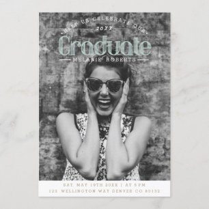 Vintage Retro-Graduierungspartei   FOTO Einladung