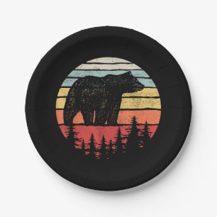 Vintage Retro Grizzlybär Pappteller