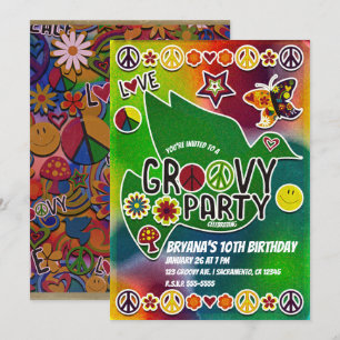 Vintage Retro Groovy 60er Jahre Geburtstagsfeier Einladung