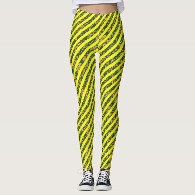 VINTAGE RETRO GROOVY YELLOW LEGGINGS LEGGINGS (Vorderseite)