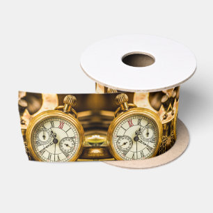 Vintage Retro Grunge Steampunk Antiquitätenuhr Satinband