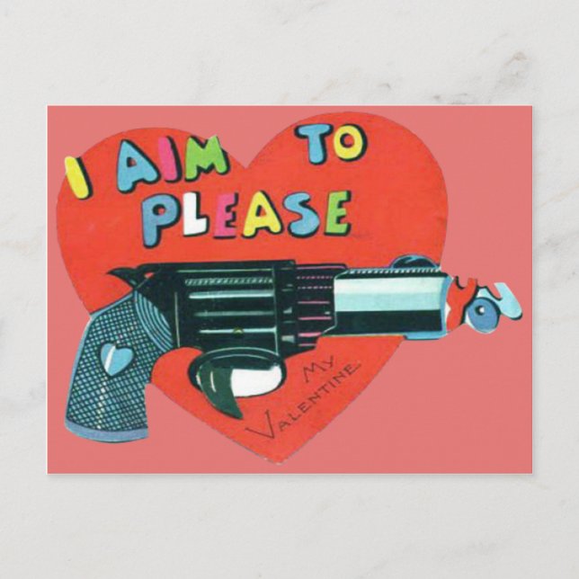 Vintage Retro Gun Valentine Card Feiertagspostkarte (Vorderseite)