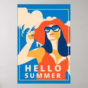 Vintage Retro Hallo Sommer Poster