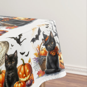 Vintage Retro Halloween Chat et Citrouille Nappe