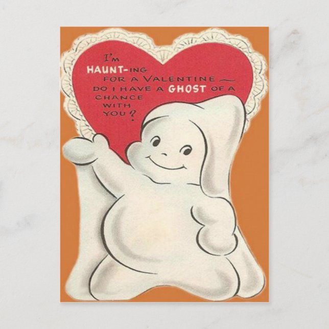 Vintage Retro-Halloween-Geistervalentinenkarte Feiertagspostkarte (Vorderseite)