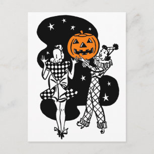 Vintage Retro Halloween-Kürbis Postkarte