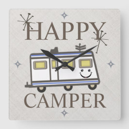 Vintage Retro Happy Camper Wall Clock Quadratische Wanduhr