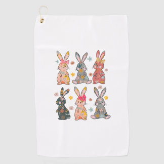 Vintage Retro Hase Floral Blumen Kaninchen Ostern Golfhandtuch