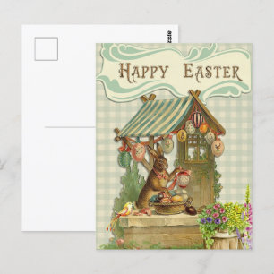 Vintage Retro Hase mit Ostereiern Postkarte