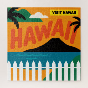 Vintage Retro Hawaii-Inseln Reiseillustration