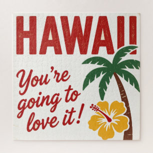 Vintage Retro Hawaii-Inseln Reiseillustration