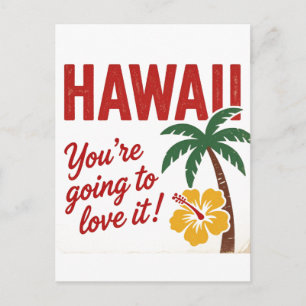 Vintage Retro Hawaii-Inseln Reiseillustration Postkarte