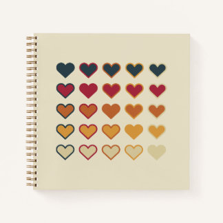 Vintage Retro Heart Pattern Notizbuch