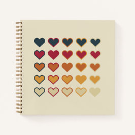 Vintage Retro Herz Muster Notizbuch