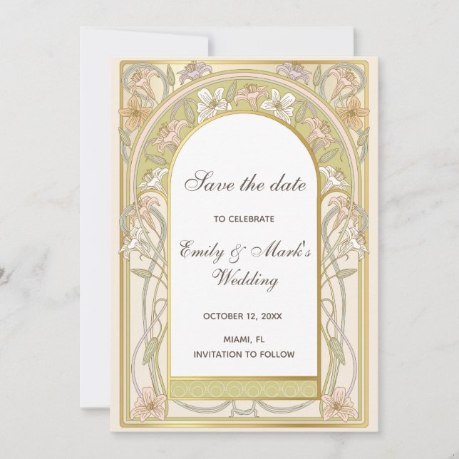 Vintage Retro-Hochzeit floral Save the Date (Vorderseite)