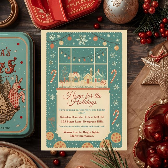 Vintage Retro Home for the Holidays Einladung (Von Creator hochgeladen)