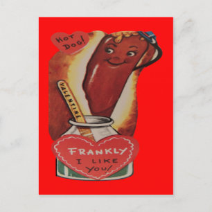 Vintage Retro Hot Dog Valentinskarte Feiertagspostkarte
