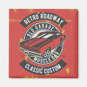 Vintage Retro Hot Rod Magnet