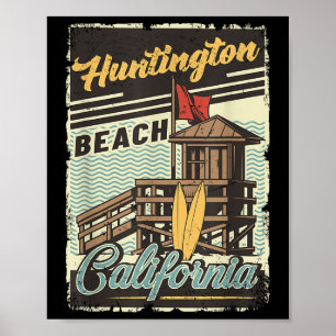 Vintage Retro Huntington Beach California Sonnenun Poster