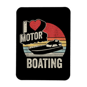 Vintage Retro Ich liebe Motorbootfahren Lustiger B Magnet