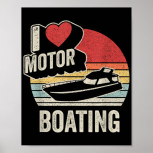 Vintage Retro Ich liebe Motorbootfahren Lustiger B Poster