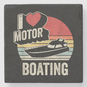 Vintage Retro Ich liebe Motorbootfahren Lustiger B Steinuntersetzer